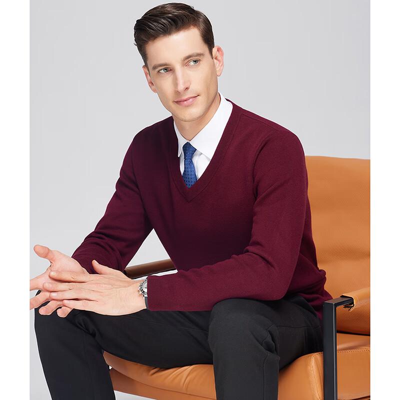 Men's Business Casual V-Neck Wool Sweater