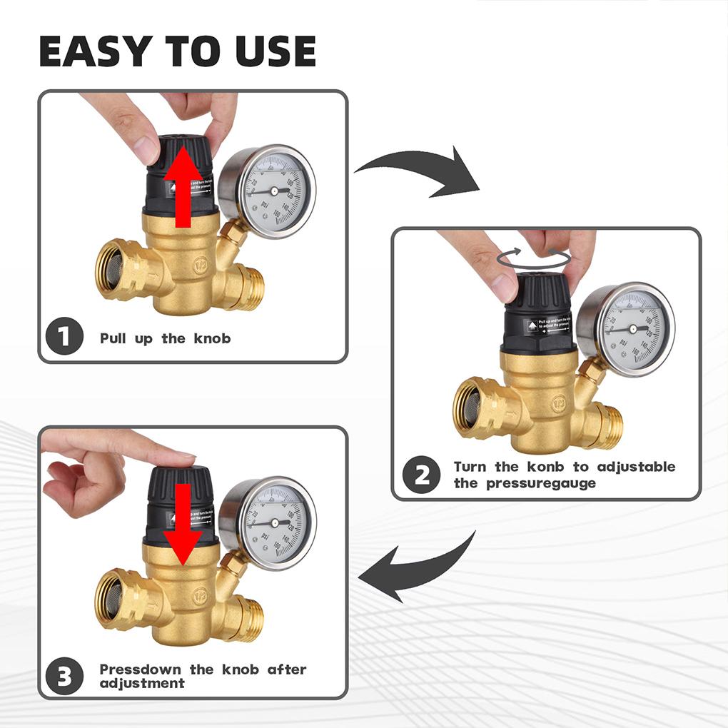 Handle Adjustable RV Water Pressure Regulator Valve Water Pressure Reducer Water Pressure Regulator