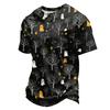 Men's Halloween Print Short Sleeve Henley Shirt Casual Button Up T-Shirt Lightweight Breathable Fabric for Everyday Wear