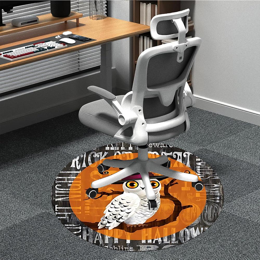 

1PC Halloween Owl Chair Carpet for Office, Indoor Non-Slip Washable Carpet, Soft Comfortable Mat For Office Room yy250930115 80cm by 80cm