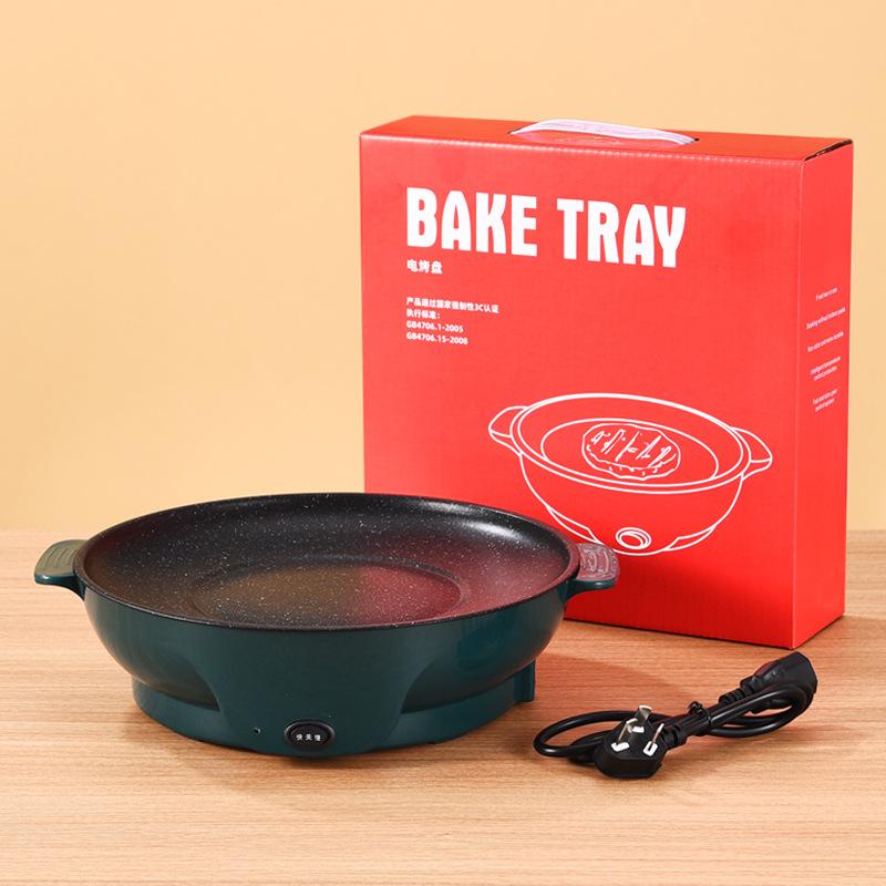 

Электрическая сковорода, бездымная сковорода для барбекю, жареный стейк, рыбный омлет, сковорода с антипригарным покрытием 26cm темно-зеленого