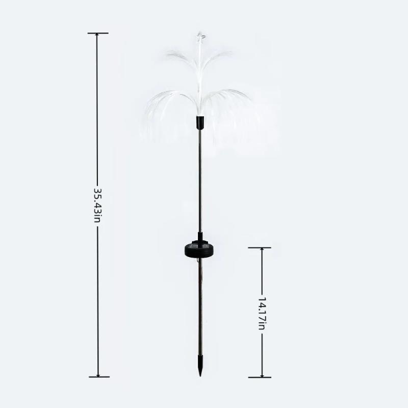 Solar Powered Colorful Fiber Optic Jellyfish Light LED Outdoor Waterproof Landscape Lamp for Garden Yard Courtyard Art Decor