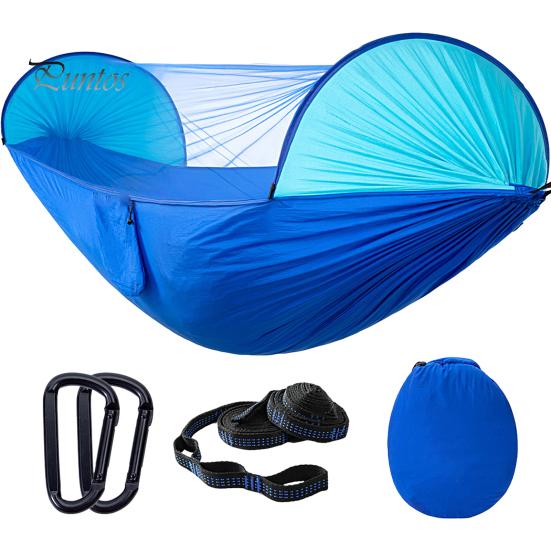 Outdoor Hammock Strong Load-bearing Solid Straps Easy Installation Auto Opening Anti-Mosquito Net Portable Swing with Anti-mosquito Camping Equipment