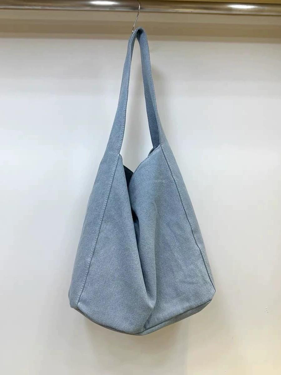 

Вместительная Повседневная Модная и Простая Джинсовая Сумка-Тоут для Поездок на Работу синий