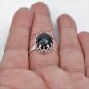 Black Onyx Crown Ring, Handmade 925 Sterling Silver, December Birthstone