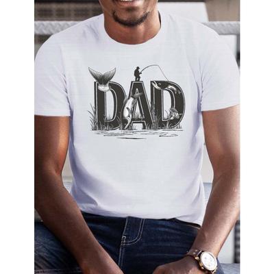 Europäische Größe DAD Angelmotiv T-Shirt - Lässiges Kurzarm-T-Shirt für Herren, Atmungsaktive Baumwolle, Maschinenwaschbar - Perfektes Sommergeschenk