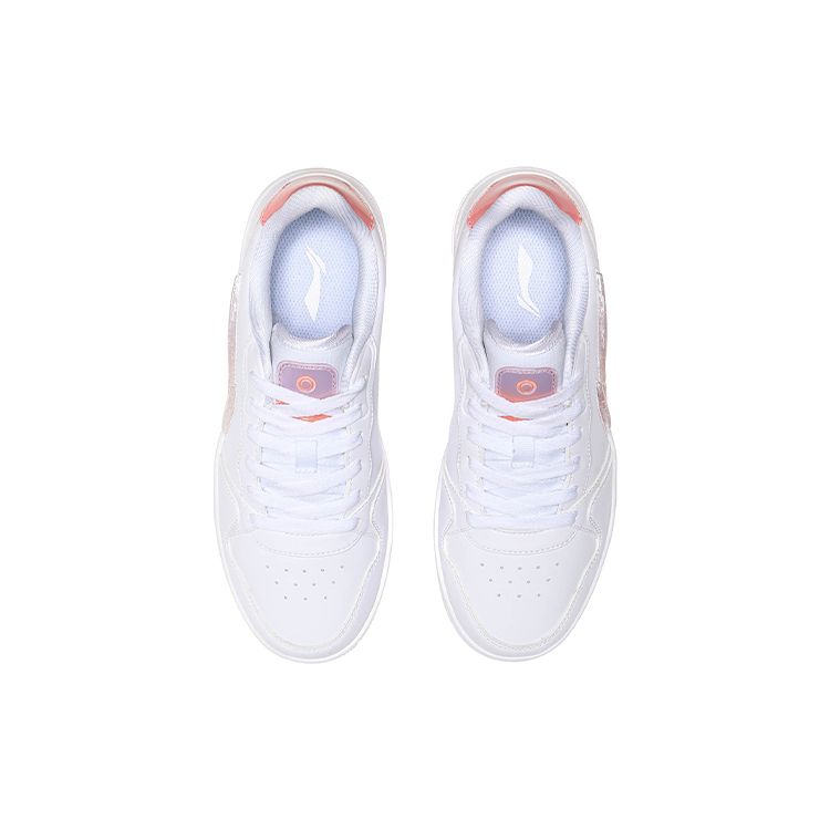 Li-Ning Non-Slip Lightweight Balance Wear-Resistant Low-Top Skate Shoes Women Sneakers White Purple AGCR342-1