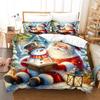 Kawaii Santa Snowman Three Piece Bedding Set Luxury Comforter Set with Queen King Size Including Household Goods Anime Cartoon C