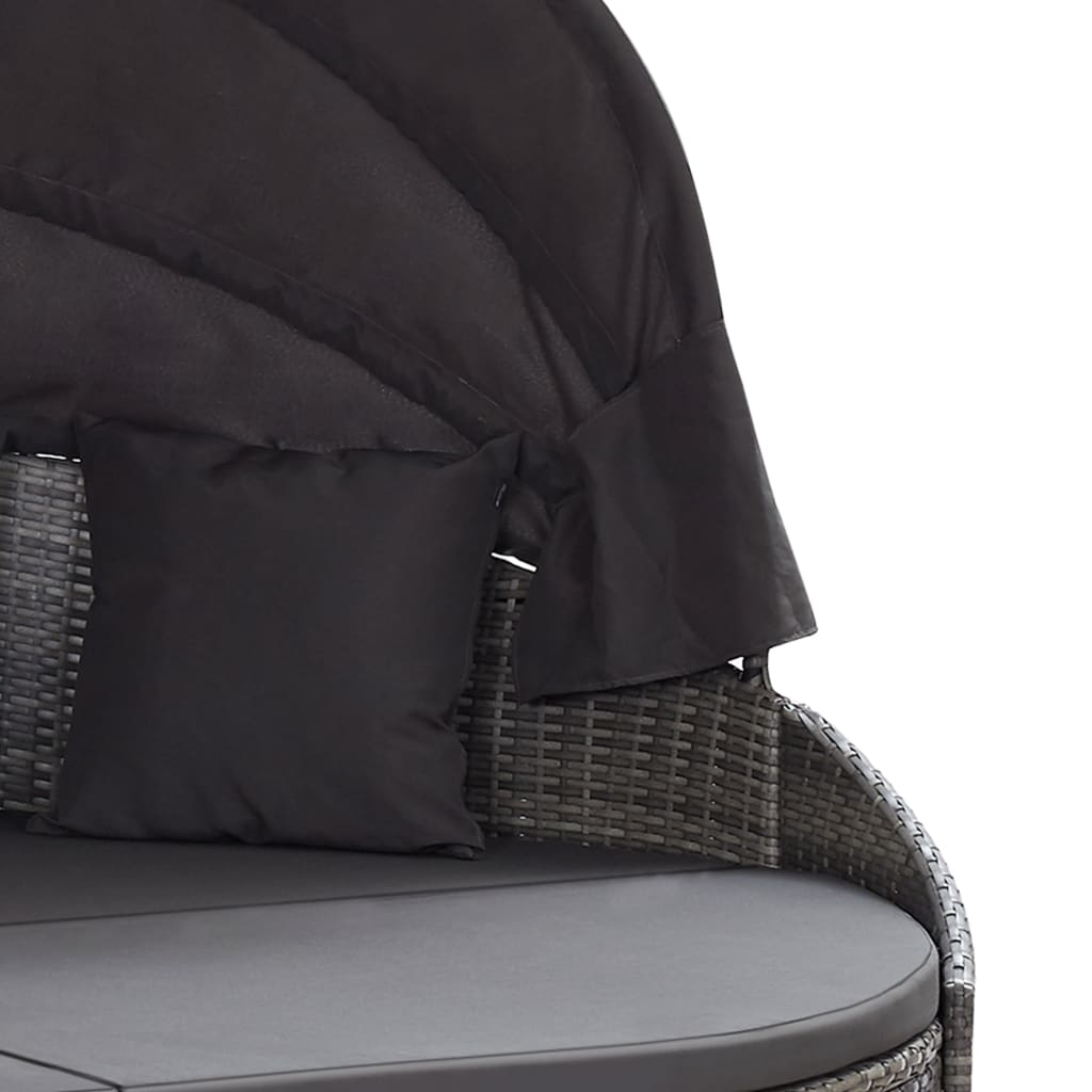Outdoor Lounge Bed with Canopy Gray