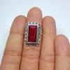 Rectangle Shape Raw Red Ruby Gemstone 925 Sterling Silver Ring Jewelry, Boho Style Native Ring Jewelry