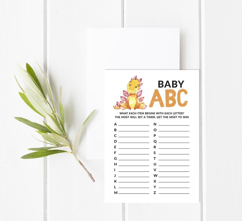 Inkdotpot Baby Shower Game Set Of 50 BabyA AlphabetA ABCA Game Dinosaur Jungle Animals Party