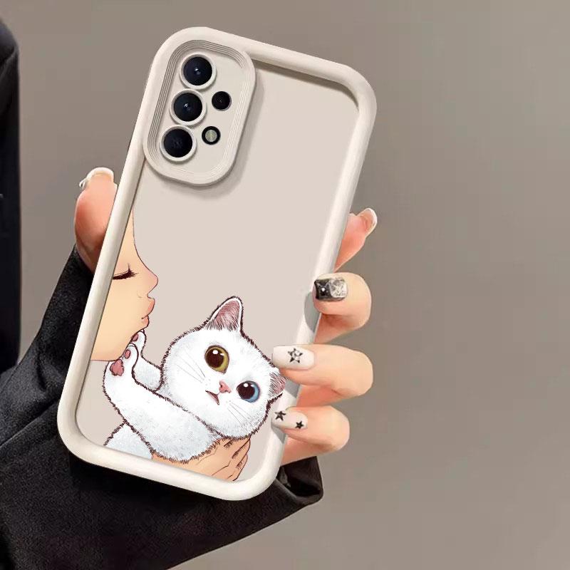 Funda Linda Gato Americano de Pelo Corto Para Samsung A55 A35 A13 A54 A53 A52 A34 A33 A32 A21S A14 A23 A24 A12 A51 A71 Funda de Teléfono
