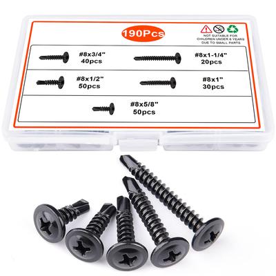 190Pcs Black Zinc/natural Cross Washi Self-tapping Drill Tail Set 370pcs Hexagonal Head Washi Dovetail Box