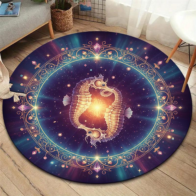 Star Animals Round Area Rug,Carpet Rug for Living Room Bedroom Sofa Playroom Decor,Non-slip Floor Mat