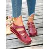 Women Platform Hollow Roman Sandals, Round Toe Wedge Heel Breathable Comfort Casual Shoes
