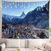 White Winter Snow Wall Tapestry, Colorful Three Wall Hanging Large Tapestry Decoration Polyester Fiber White Hem Around for Dorm