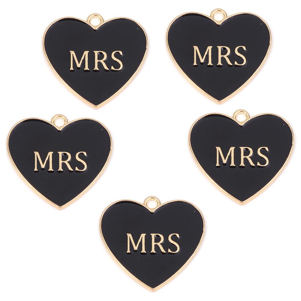 5pcs Alloy Heart Enamel Charms Colorful Romantic Letter Charms Pendant For Valentine's Day DIY Jewelry Making Necklace Bracelets
