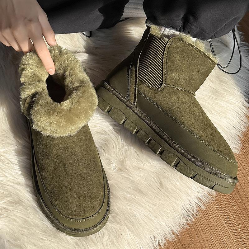 Winter New Snow Boots Fleece Thickened Warm Chelsea Boots Heightened Non-slip Cotton Shoes