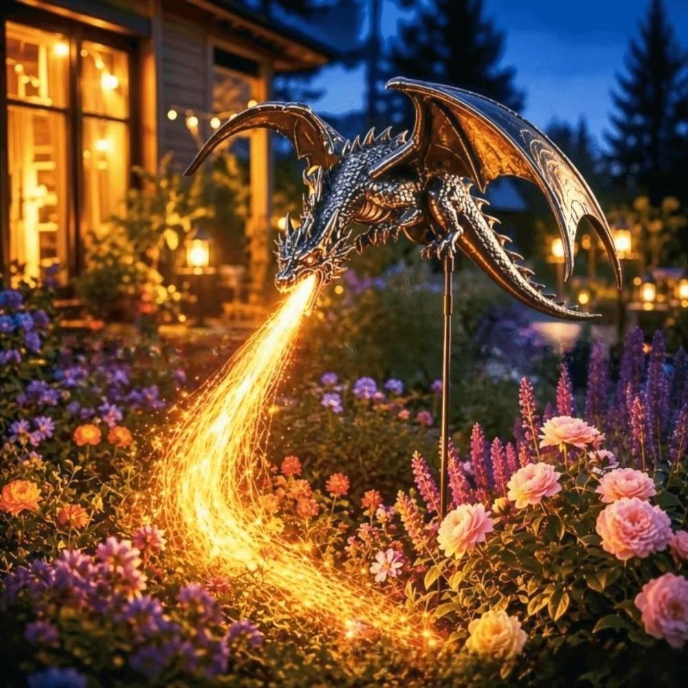 Resin Solar Dragon Fire Garden Light Solar Powered Solar Garden Light for Lawn Yard Patio Decor