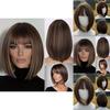 Womens Short Straight Wig With Bangs Hightemperature Silk For Casual And Party Use