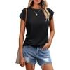 Damen Weste Sommer Rundhals Kurzarm Shirt Einfarbig Rundhals Abdeckung Ärmel Damen