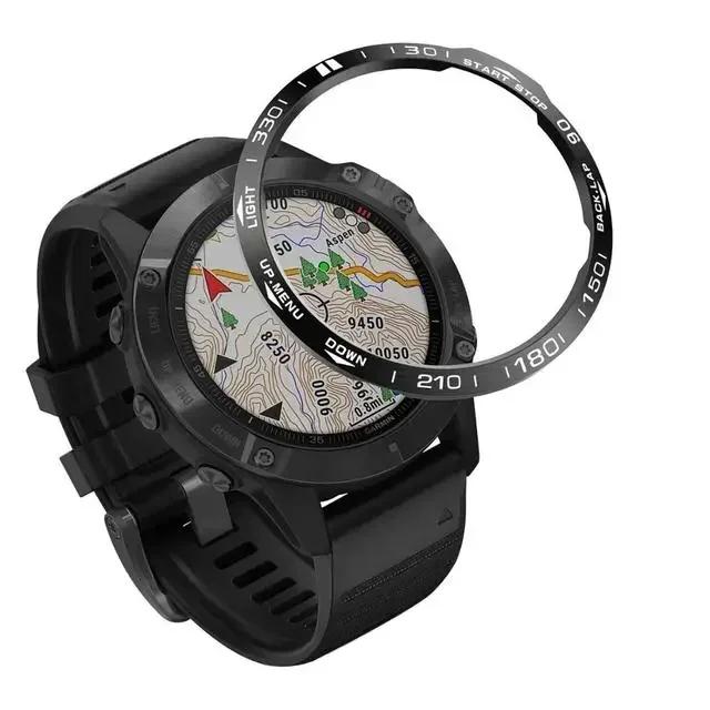 For Garmin Fenix 7/5/6X Pro/6X Sapphire Watch Bezel Ring Stainless Steel Adhesive Anti-scratch Protective Cover RingsAccessories