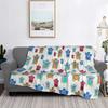 Furby Muster Decke Weiche Warme Flanell Überwurfdecke Bezug für Bett Wohnzimmer Picknick Reise Zuhause Sofa