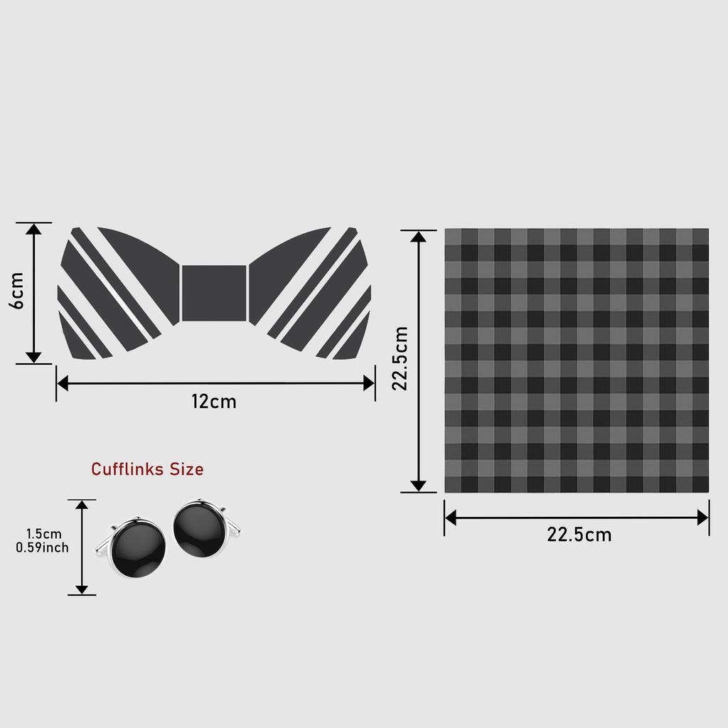 Classic Bowtie Bow Ties for Mens Butterfly Bowknot Pocket Square Cufflinks Suit Set Bussiness Accessories