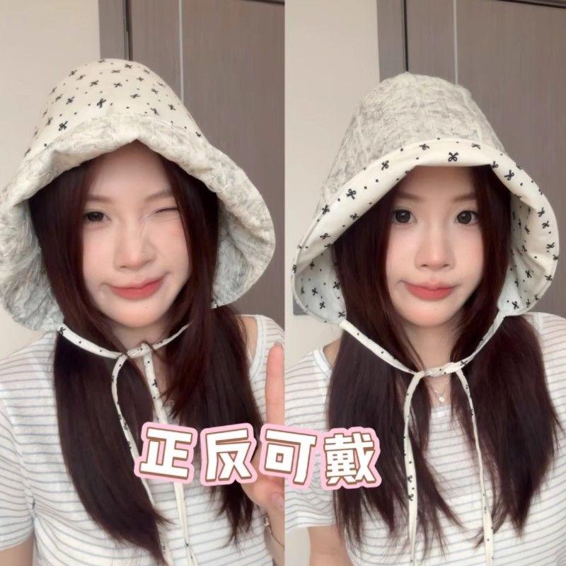 

Hat for Women 2025 New Arrival Summer Big Brim Breathable Sun Hat Fashion All-Match Face-Looking Small Sun-Proof Bucket Hat Beige White All yards