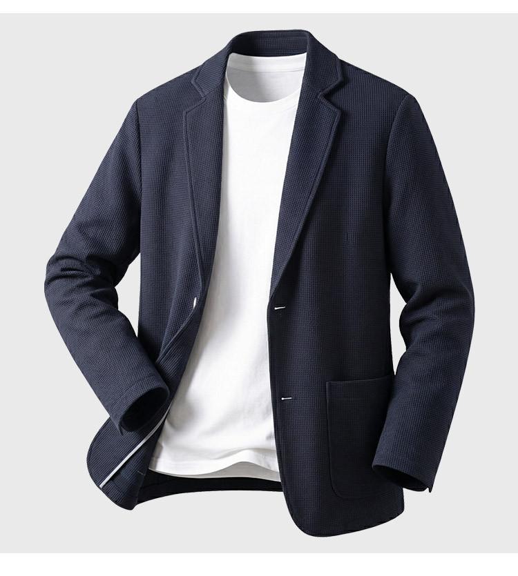 Casual suit set for men in spring, slightly elastic and easy to maintain, elastic knitted casual pants, casual suit two-piece set for men