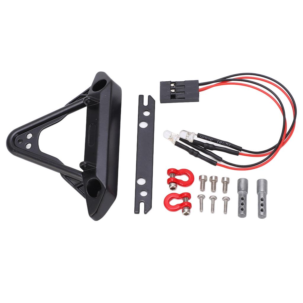 RC Car Bumper High Hardness Iron Front Bumper with 2LED for Axial SCX24 124 Remote Control Car