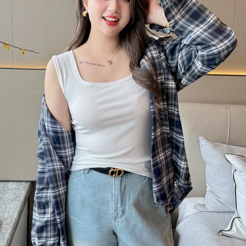 New Square Collar Large Size Vest for Women Summer Suit with Small Straps Threaded Sleeveless Waistcoat Fashion Hot Girl Top