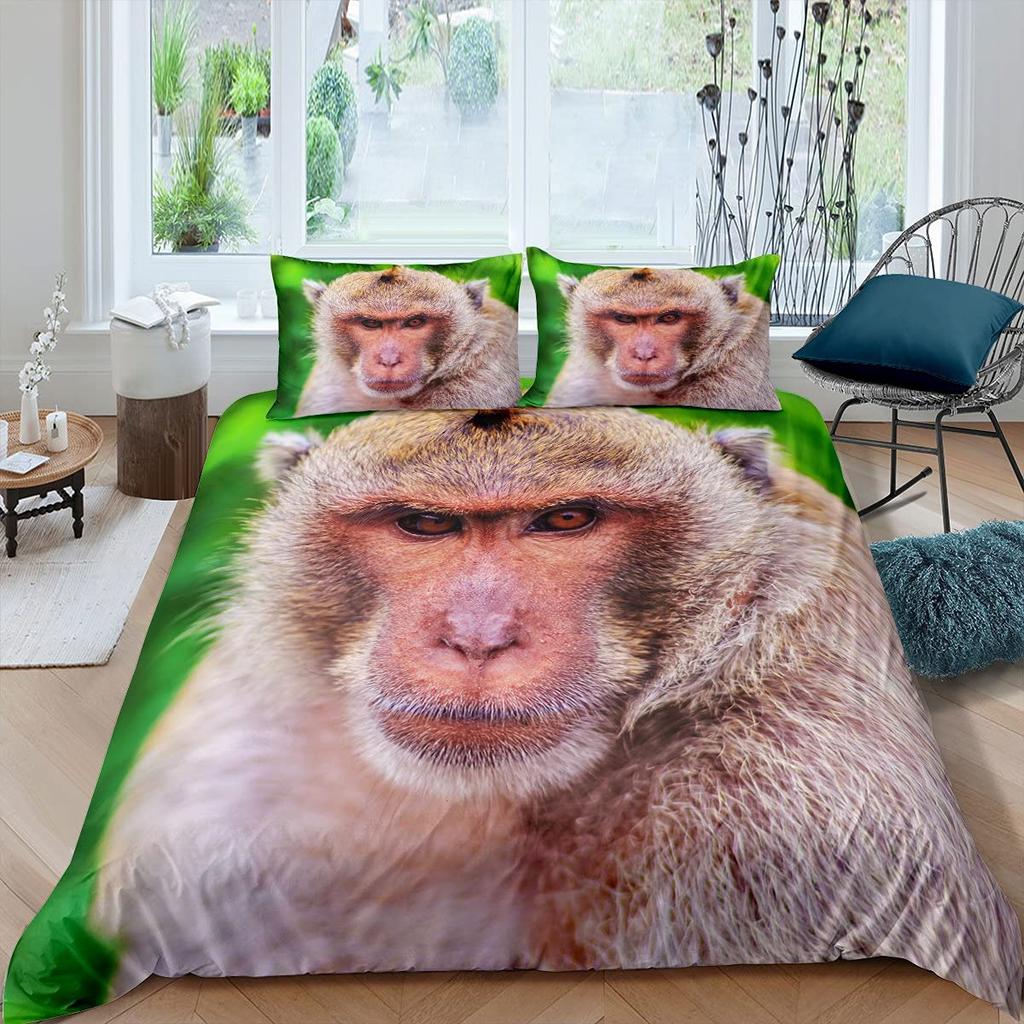 Monkey Duvet Cover SetMonkey Bedding Set Full Queen SizeCute Monkey Comforter CoverCartoon Animal Comforter Cover Set 2/3pcs