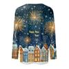 Women's Casual Fashion Sexy Comfortable Christmas Printed Round Neck Long Sleeve Top