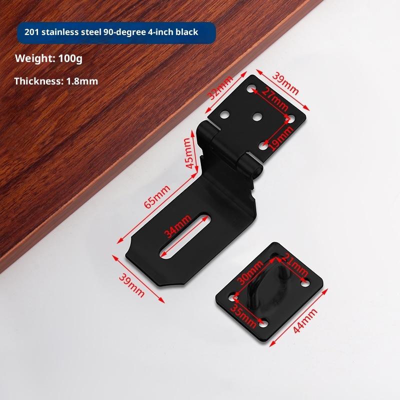 1 Set Stainless Steel Padlock Clasp Gate Hasp Staple Door 90 Degrees Latches Lock Shed Latch Household Burglar-Proof Hardware