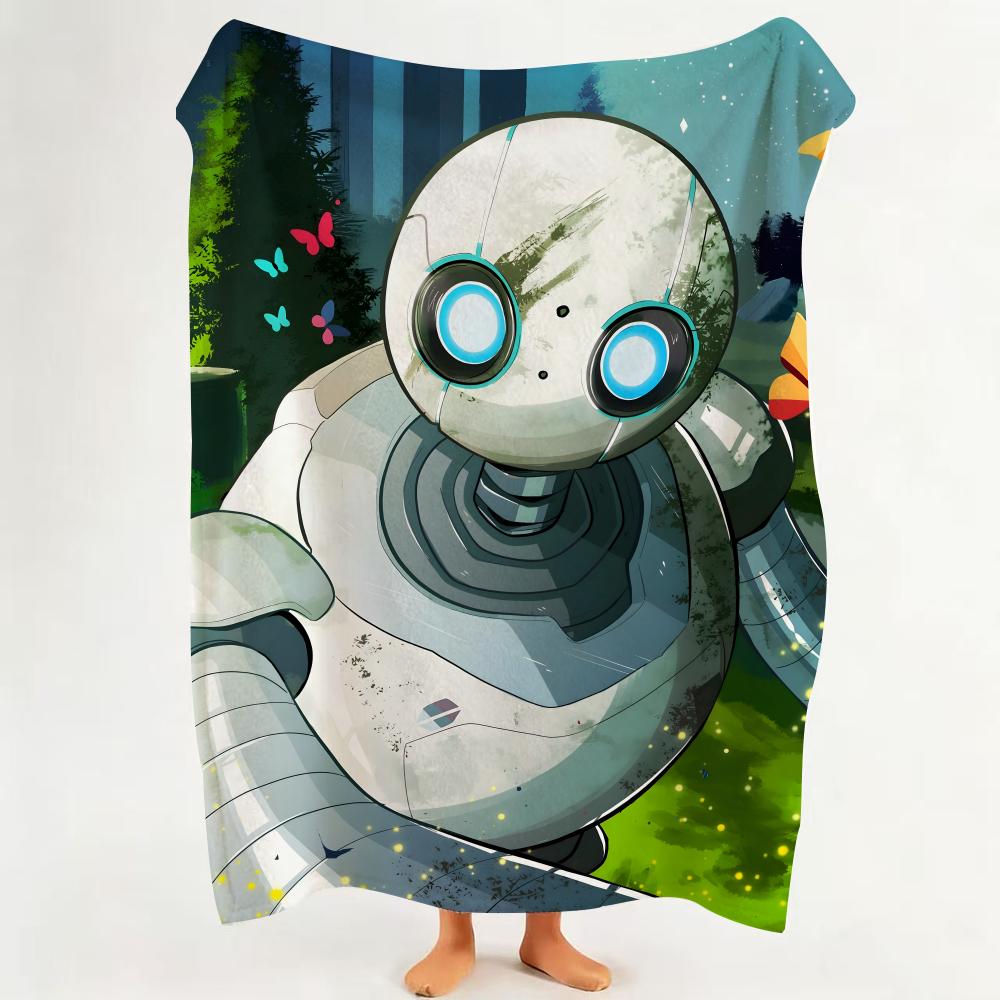 Movie T The W Wild R Robot Throw Flannel Throw Blanket Suitable for Sofa Living Room Bedroom
