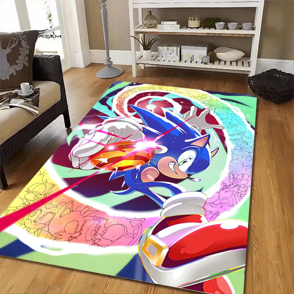 Sonic The Hedgehog Adventure Poster Decoration,Carpet,Living Room,Bedroom, Non-slip,Square rug