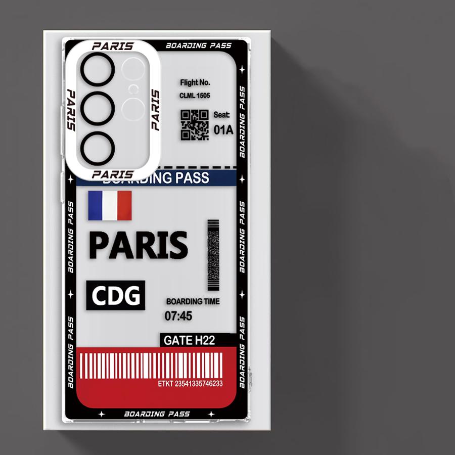 

Moscow Paris Boarding Pass Case for Samsung Galaxy S21 S22 S23 FE S20 S24 Plus S23+ S25+ S24+ Note 20 10 S25Ultra S25 Ultra Soft Galaxy S24 FE
