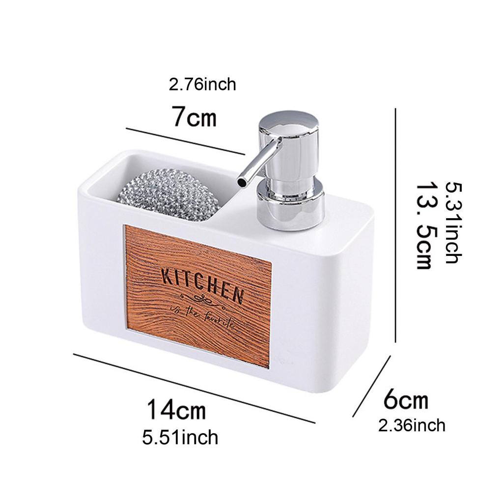 Kitchen Soap Dispenser with Sponge Holder,Refillable,Bathroom Organizer,Brush