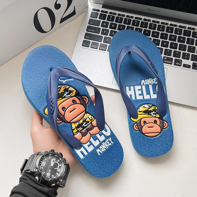 Fashion 2024 summer new men's cartoon flip-flops fashion casual comfortable flat beach men's shoes home wading sandals non-slip