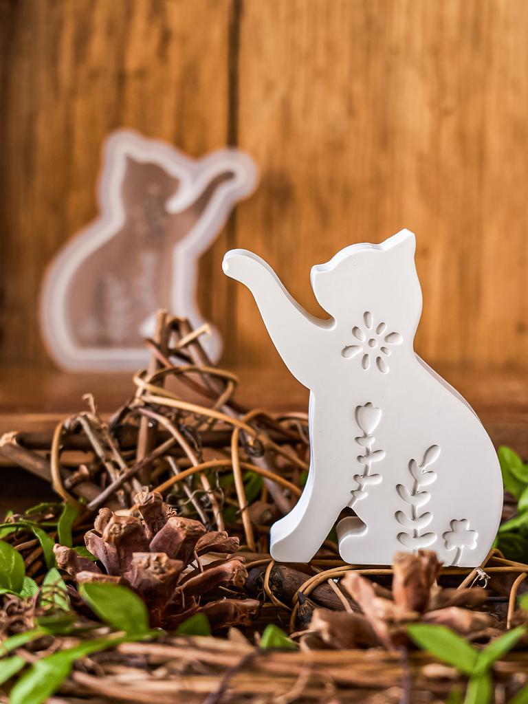3D Easter Rabbit Candle Silicone Mold DIY Cat Bunny Handmade Soap Mould Butterfly Flower Printed Resin Gypsum Molds Home Decor