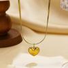 European Heart Pendant Snake Chain Necklace In Titanium Steel