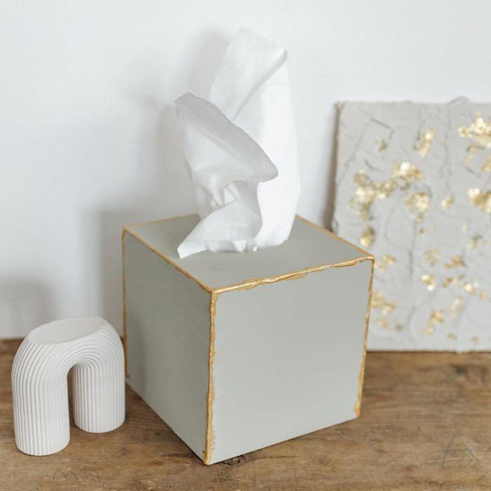 Boîte à Mouchoirs - Creative Deco - Carré - Bois Naturel - 13,3 x 13,3 x 13,3 cm - Rangement Salle de Bains