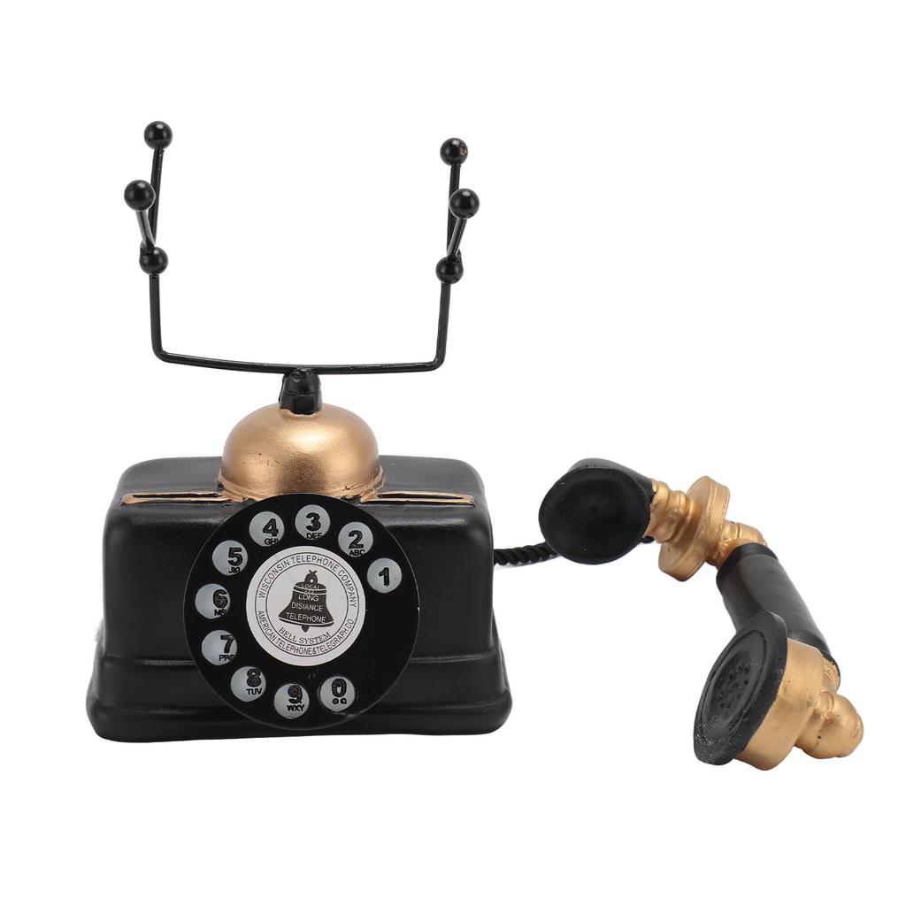 Retro Telephone Ornament Vintage Button Corded Phone Decoration Lifelike Exquisite Old Phone Model
