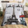 Set husă de plapumă Turnul Eiffel Vintage Seturi de lenjerie de pat moderne 3D cu tematică Paris Peisaj urban celebru în lume Husă de plapumă Husă de pilotă