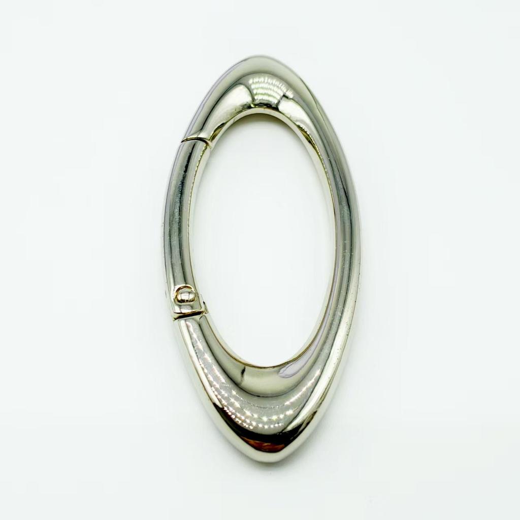 Oval Keychain Bag Pendant with Zinc Alloy Carabiner and Metal Spring Ring Accessory