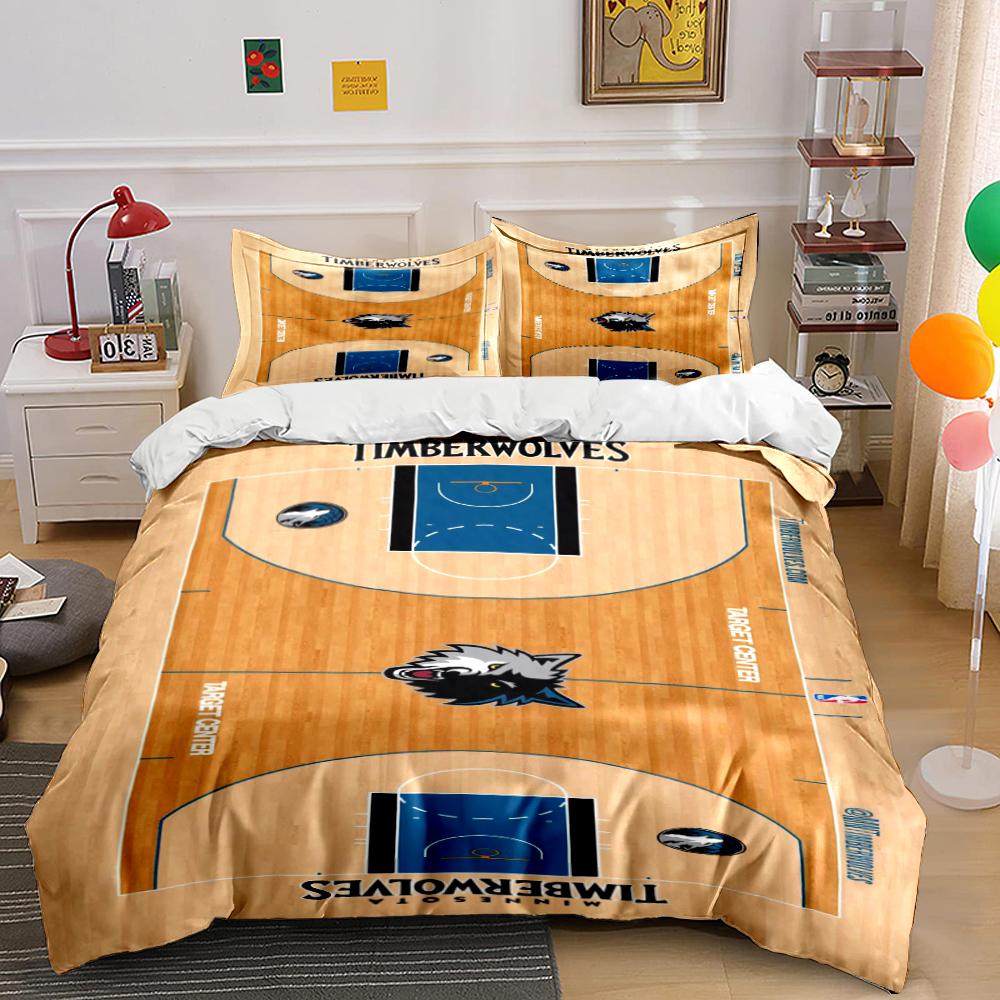 Minnesota Timberwolves Court Design Bedding Set (1 duvet cover, 2 pillowcases, duvet not included) sofas