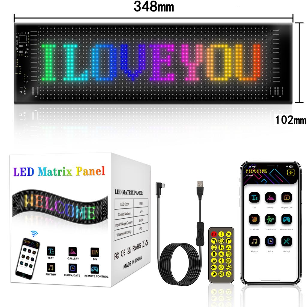 App Control Scrolling Advertising LED Sign Led Eyes for Truck USB Custom Text Pattern Programmable Display Truck Car Devil Eye
