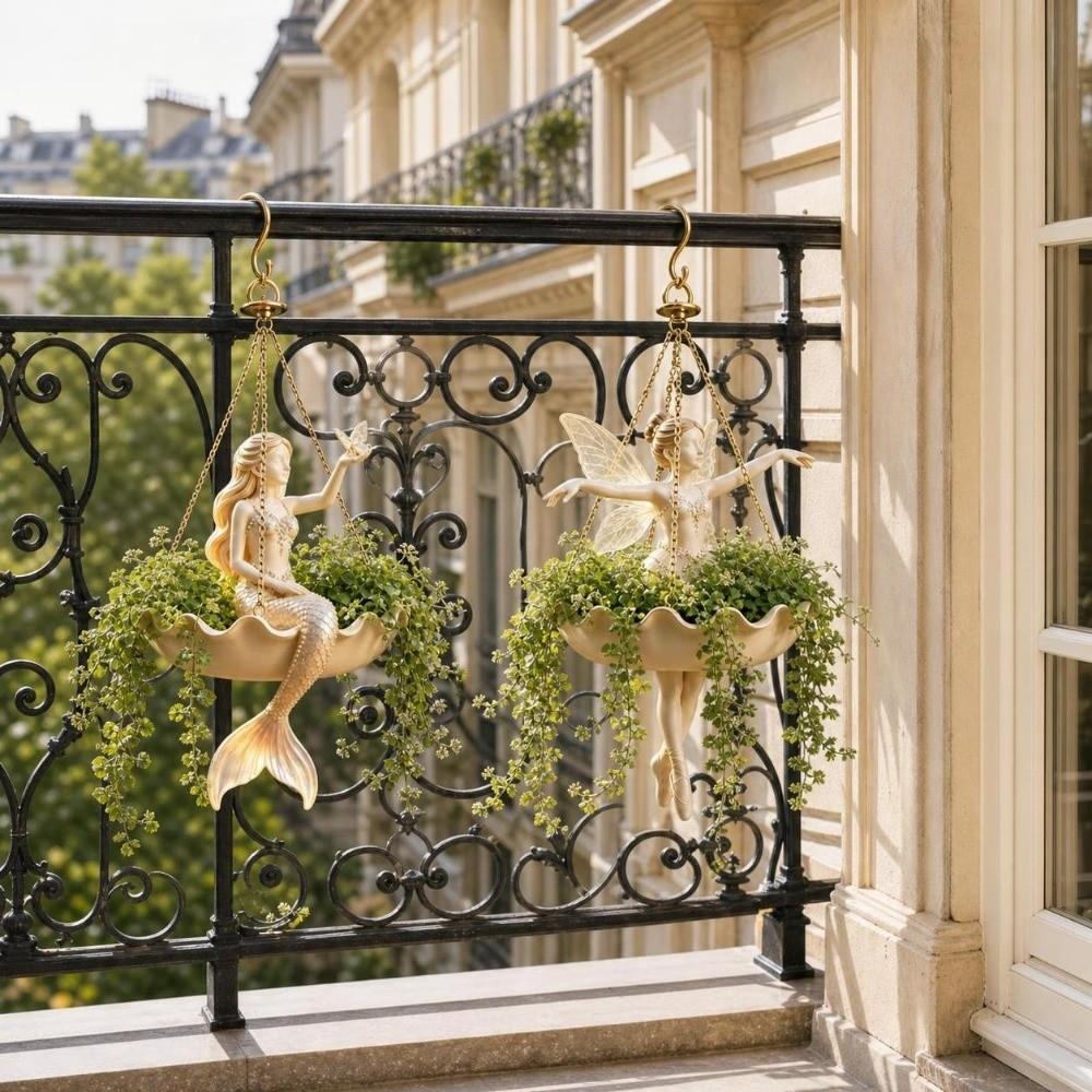 Elegante Bailarina de Ballet Maceta Colgante Resina Sirena Soporte para Plantas Contenedor de Flores Hogar Balcón