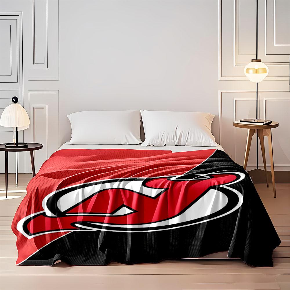 Red Devil Logo on Black and Red Background print blanket soft and cozy perfect for the living room bed sofa or a nap,gift